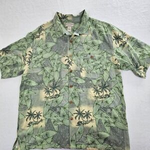Boca Classics Mens Silk Tropical Palm Tree Camp Shirt Green VVBL2108 L